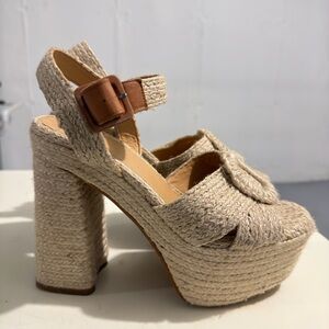 Castaner Natural Woven Platform Heels